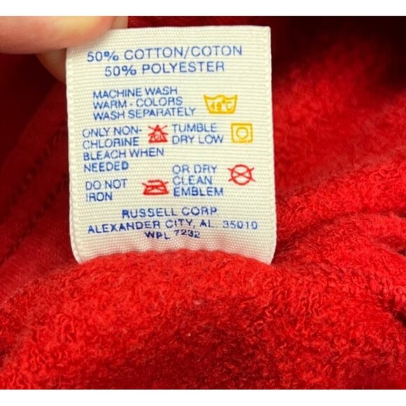 Vintage Jerzees Sweatpants XL Red Cinch Cuffs Drawstring Distressed Made In USA - Picture 12 of 16